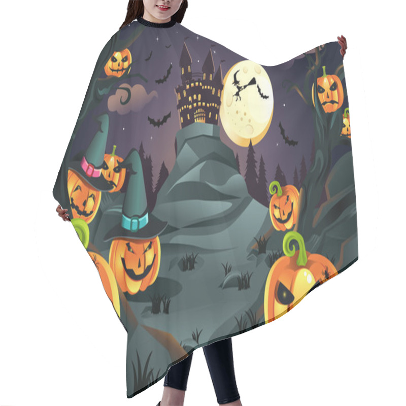 Personality  Halloween Pumpkins Background Hair Cutting Cape