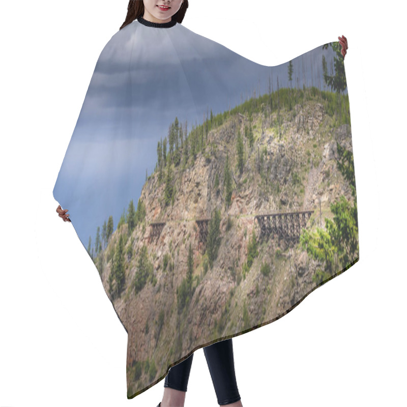 Personality  Series Of Wooden Trestle Bridges Of The Abandoned Kettle Valley Railway In Myra Canyon Near Kelowna, British Columbia, Canada Hair Cutting Cape