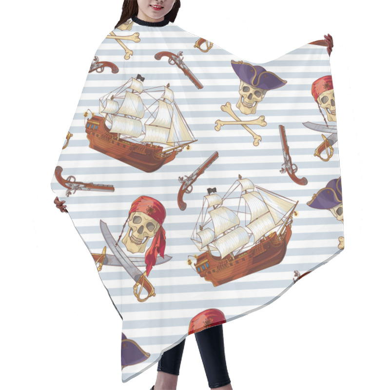 Personality  Pirates Seamless Pattern Hair Cutting Cape