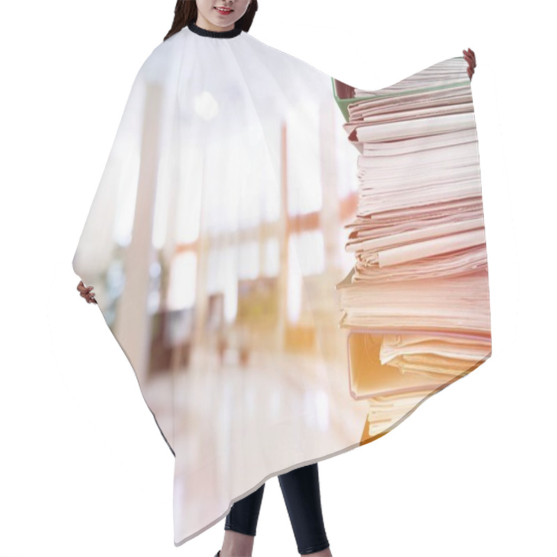 Personality  File Folders With Documents, Close-up View Hair Cutting Cape