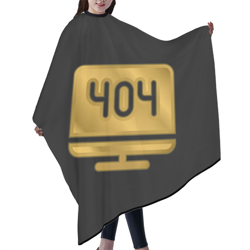 Personality  404 Error Gold Plated Metalic Icon Or Logo Vector Hair Cutting Cape