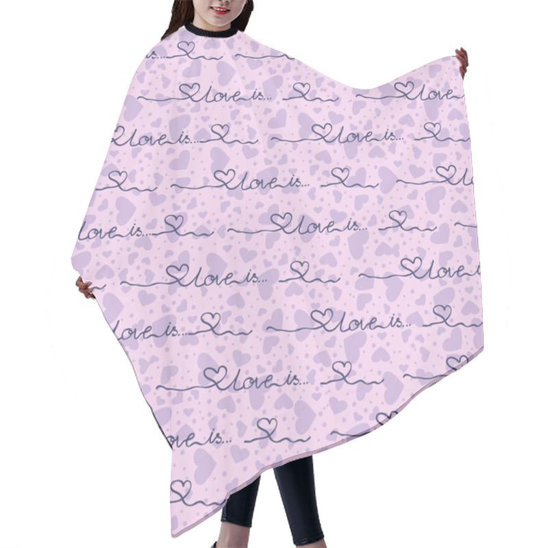 Personality  Vector Seamless Background With Purple Hearts The Inscripti Hair Cutting Cape