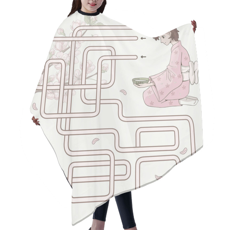 Personality  Labyrinth. Maze Game For Kids. Help Cute Anime Girl Wearing Yukata Feed Maneki Neko. Find Path To Cat. Pink And Yellow Pastel Colors. Vector Illustration Of Japan Hanami Festival. Hair Cutting Cape