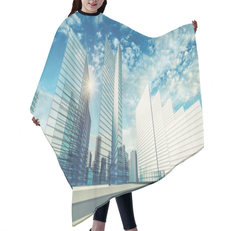 Personality  City Scene Downtown Abstract Architecture. 3d Rendering Hair Cutting Cape