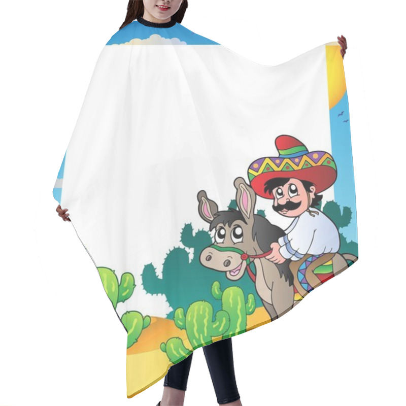 Personality  Frame With Mexican Riding Donkey Hair Cutting Cape