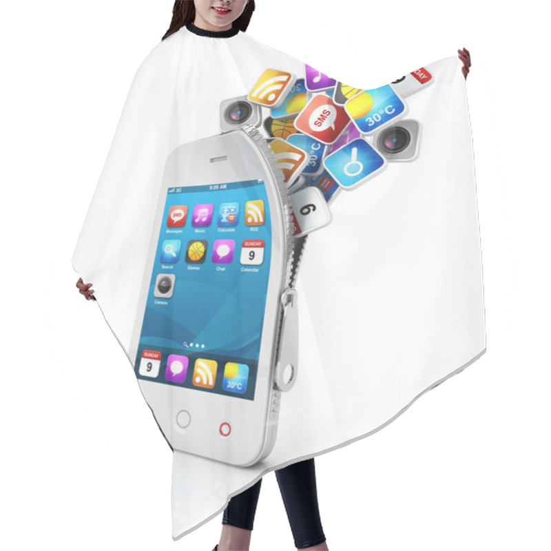 Personality  3d Open Smartphone Hair Cutting Cape