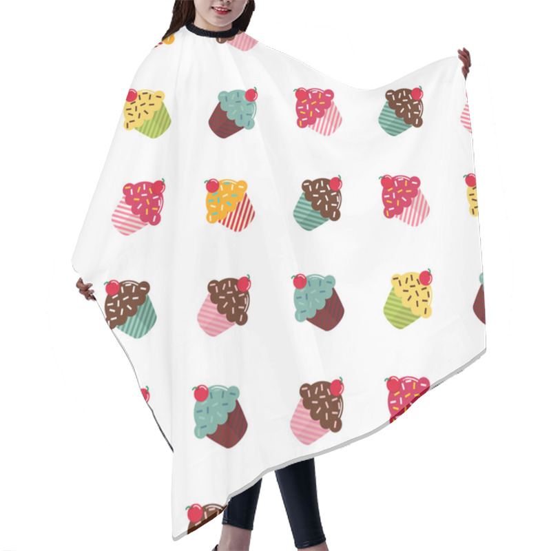 Personality  Cupcakes Seamless Pattern. Hair Cutting Cape