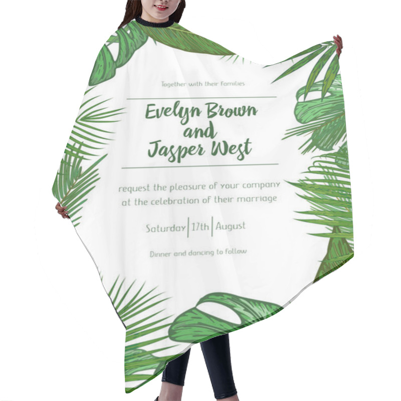 Personality  Wedding Event Invitation Card Template. Exotic Tropical Jungle R Hair Cutting Cape