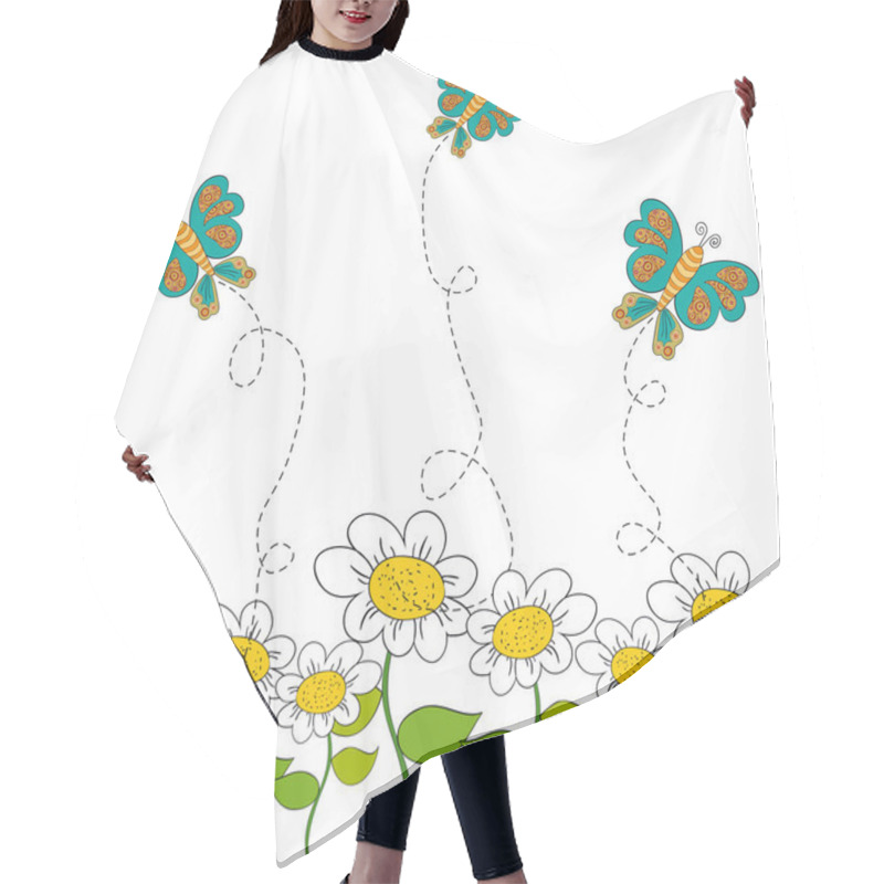 Personality  Spring Butterfly And Flowers Hair Cutting Cape