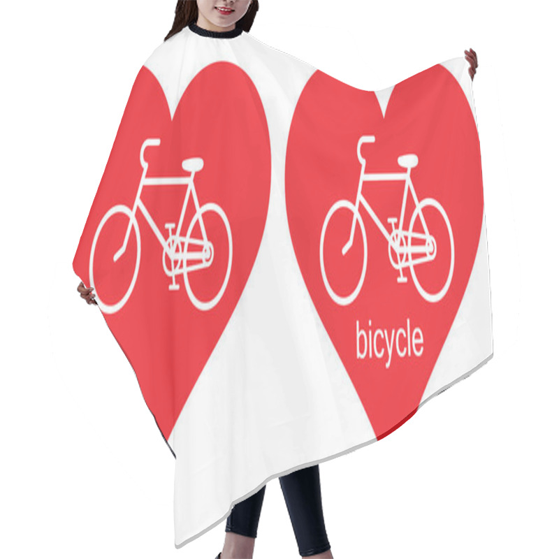 Personality  Vector Image. Heart, Bicycle. I Love My Bike. I Love The Bike. Can Be Used In Stickers, Textiles, Advertisements, Websites. Hair Cutting Cape