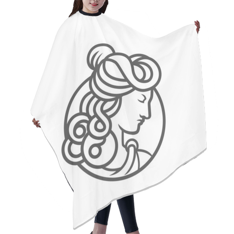 Personality  Greek Goddess Female Logo. Goddess Head Vector Logo Vector Illustration Hair Cutting Cape