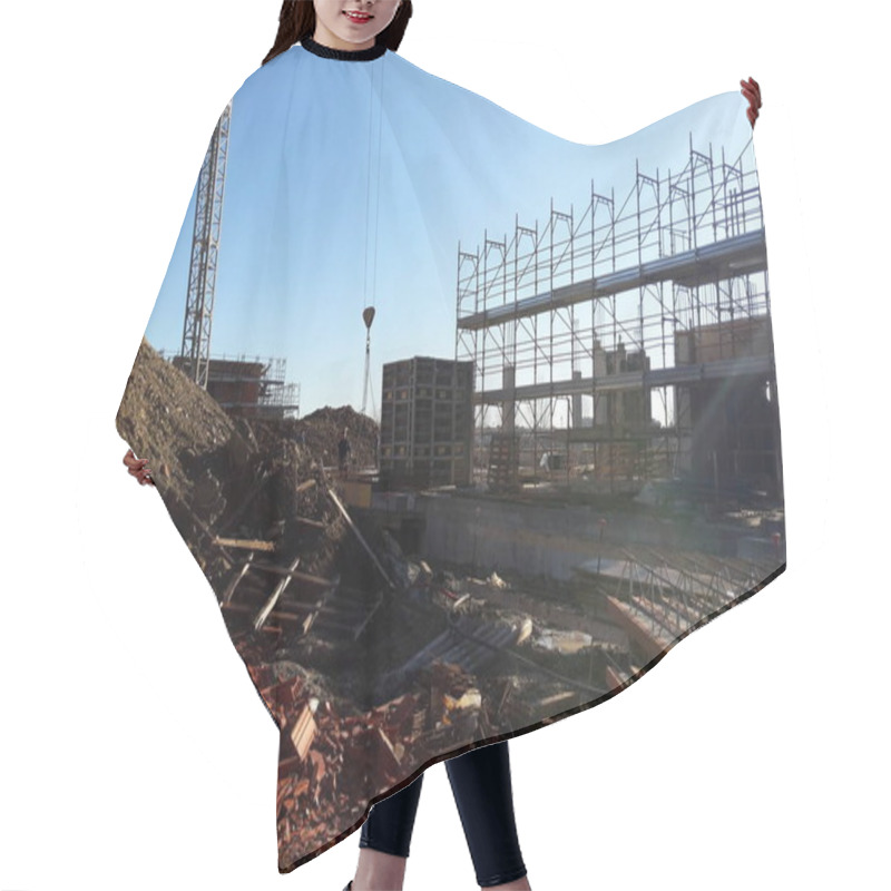 Personality  Construction Site - Crane And Scaffolding Hair Cutting Cape