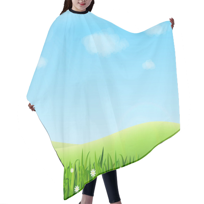 Personality  Summer Meadow Landscape With Green Grass, Flowers Hair Cutting Cape