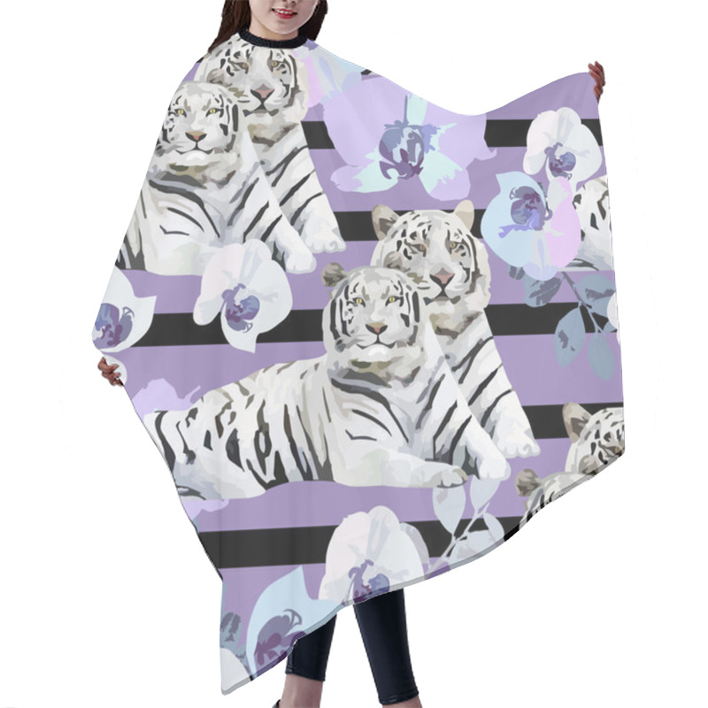 Personality  White Tigers And Flowers Hair Cutting Cape