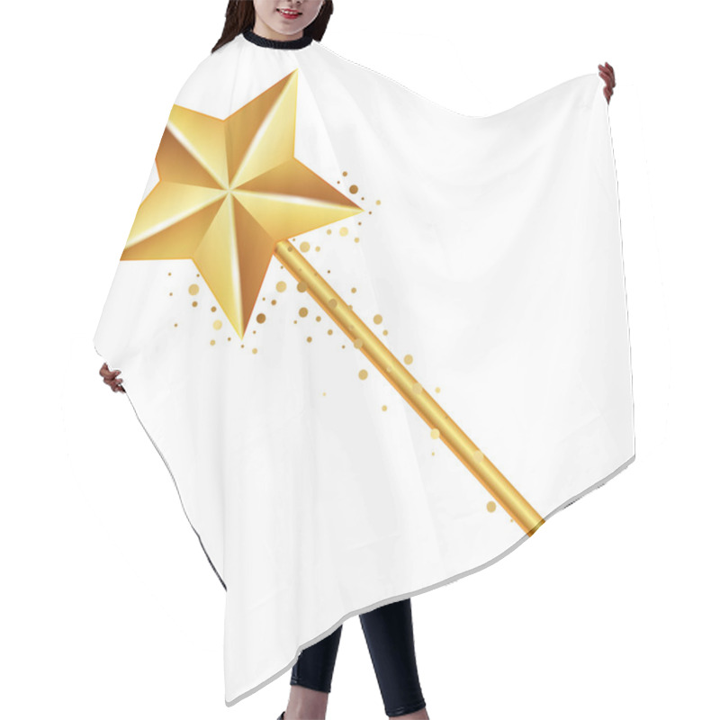 Personality  Vector Illustration Of Golden Magic Wand Hair Cutting Cape