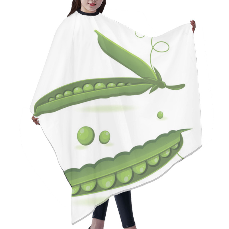 Personality  Pea Pods Of Green Peas Isolated Vector Illustration Hair Cutting Cape