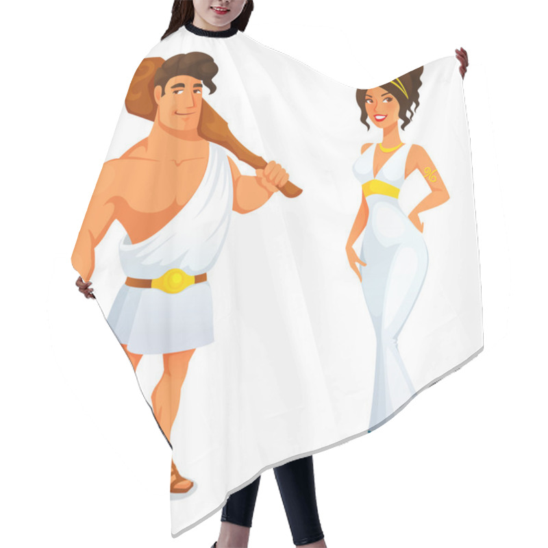 Personality  Ancient Hero Hercules And A Beautiful Greek Girl Hair Cutting Cape