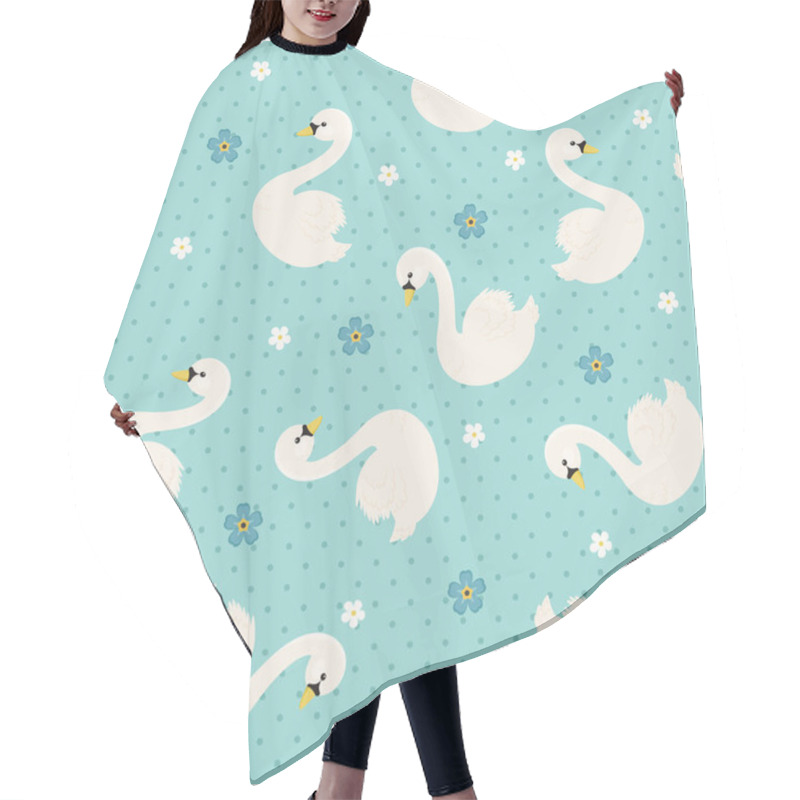 Personality  White Swan With Forget-me-nots Seamless Pattern Hair Cutting Cape