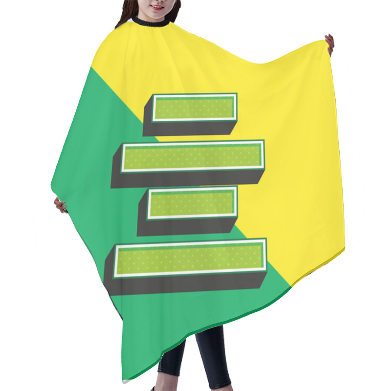 Personality  Align Center Green And Yellow Modern 3d Vector Icon Logo Hair Cutting Cape