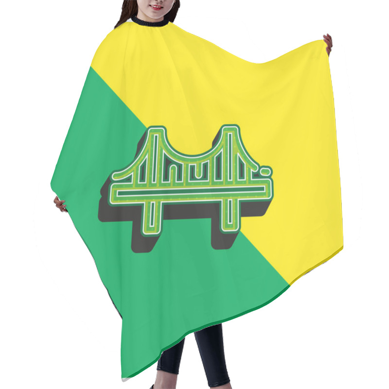 Personality  Bridge Green And Yellow Modern 3d Vector Icon Logo Hair Cutting Cape