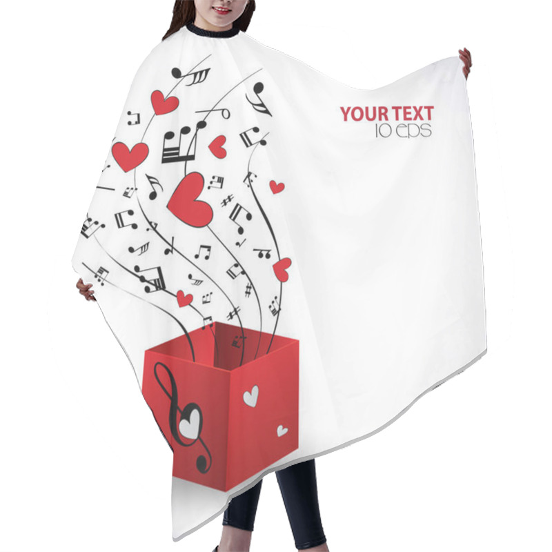 Personality  Musical Background With Hearts And Notes Hair Cutting Cape