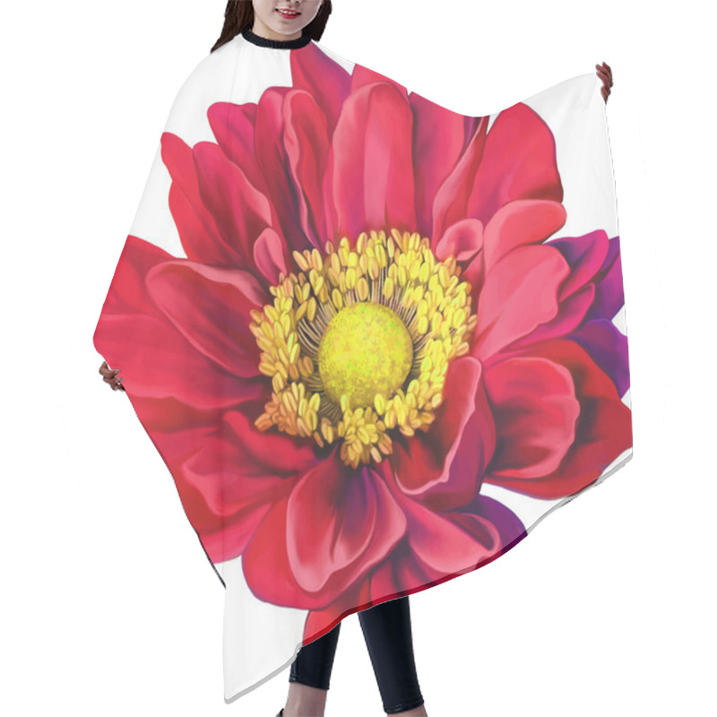 Personality  Red Mona Lisa Flower Hair Cutting Cape