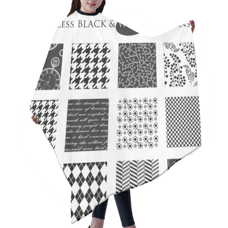 Personality  Black And White Seamless Patterns Hair Cutting Cape