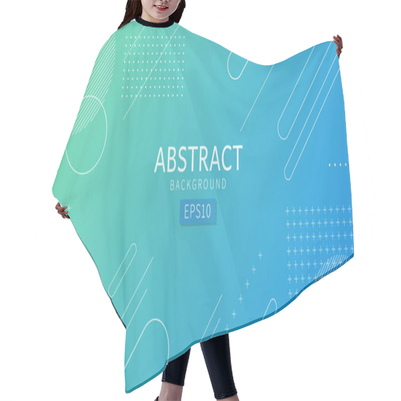 Personality  Modern Blue And Green Minimal Abstract Background Composition With Dynamic Geometric Shapes. Abstract Design Template. Hair Cutting Cape