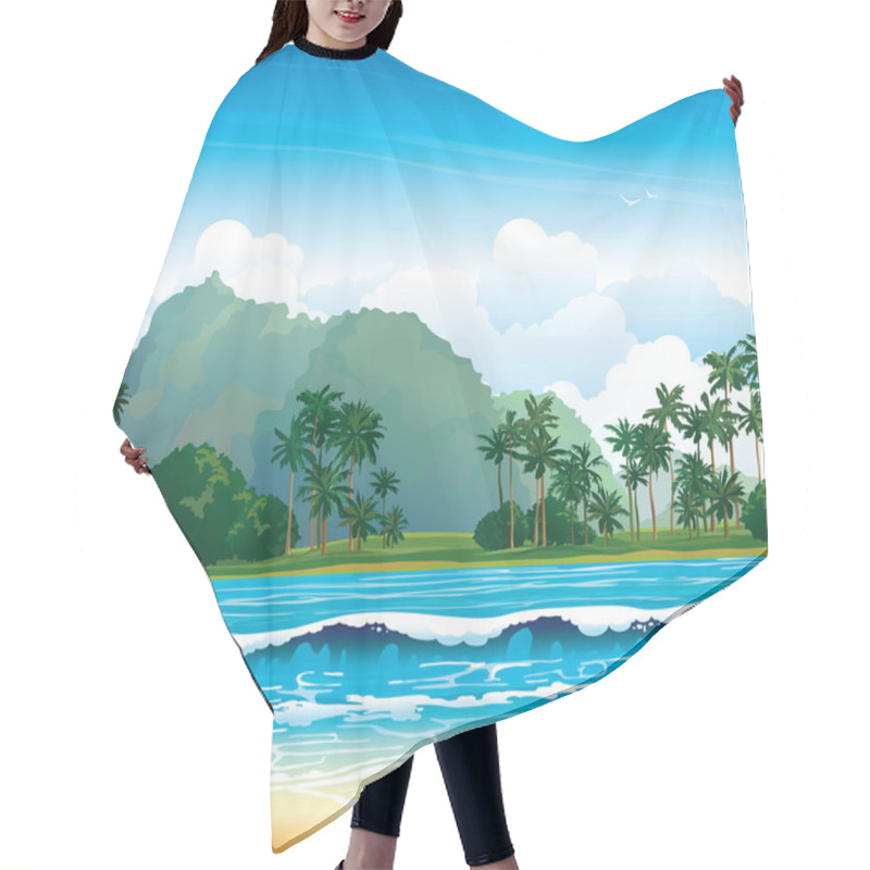 Personality  Tropical Landscape. Nature Vector. Hair Cutting Cape