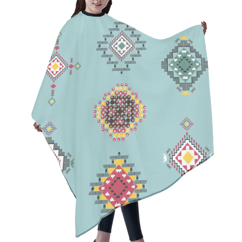 Personality  Vector Set Of Decorative Ethnic With American Indian Motifs Hair Cutting Cape