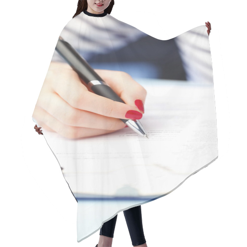 Personality  Hand With Pen Close Up Hair Cutting Cape