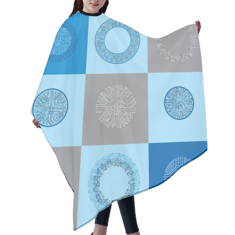 Personality  Round Circuit Boards Hair Cutting Cape