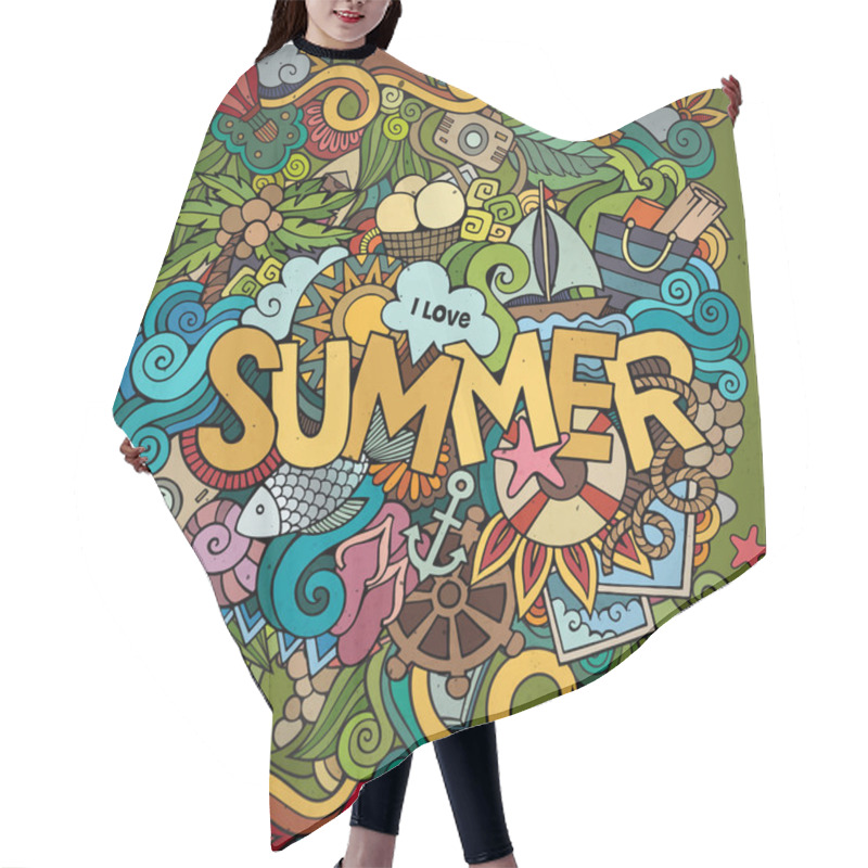 Personality  Doodles Abstract Decorative Summer Background Hair Cutting Cape