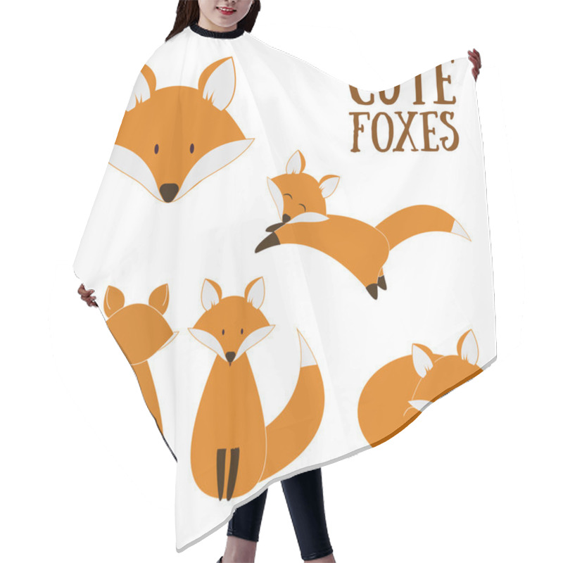 Personality  Set Of Cute Foxes Hair Cutting Cape