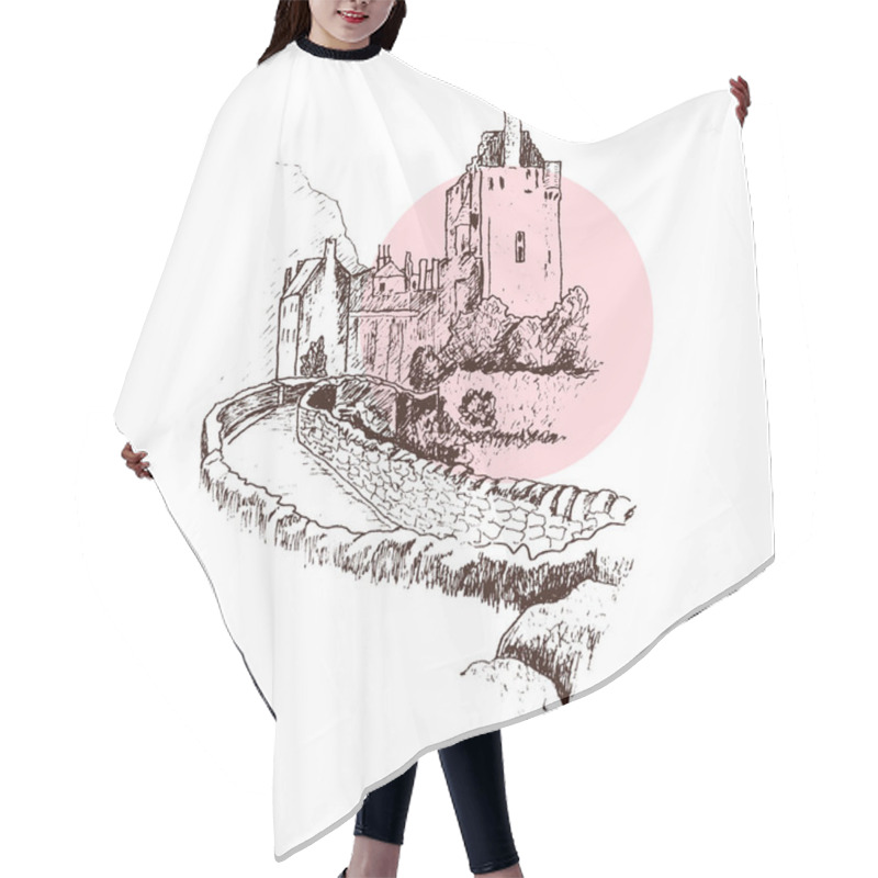 Personality  Scottish Castle With Towers And Stone Walls Vector Illustration Hair Cutting Cape