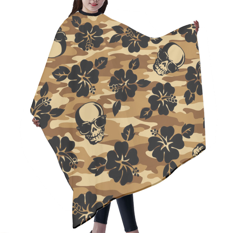 Personality  Flower And Skull Camouflage Pattern Hair Cutting Cape