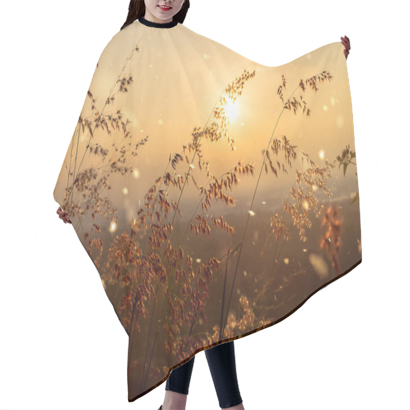 Personality  Flower Grass With Sunset Sky And Floating Light Hair Cutting Cape