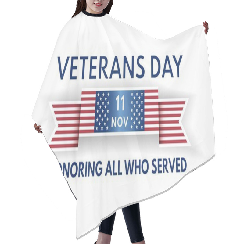 Personality  Veterans Day Banner With Ribbon And US Flag Hair Cutting Cape