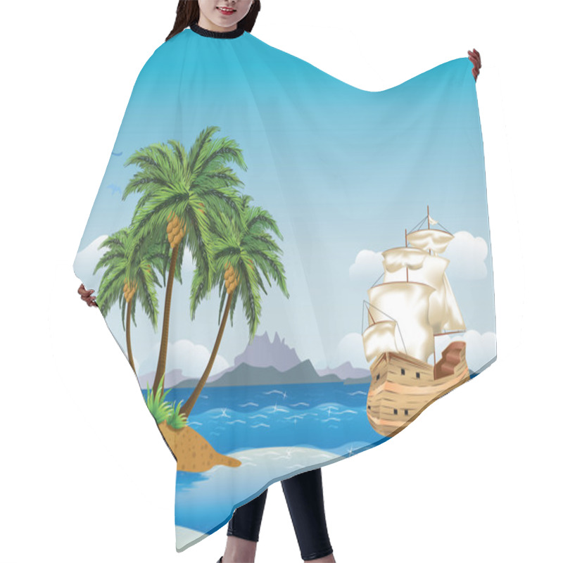 Personality  Old Ship In The Sea Hair Cutting Cape