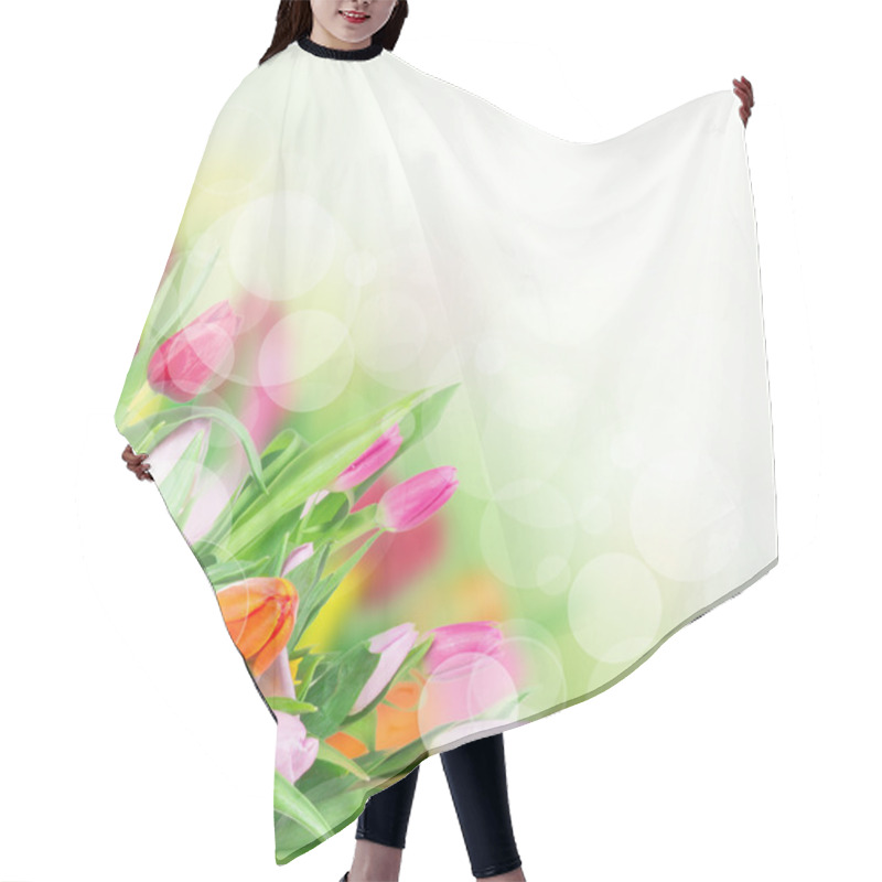 Personality  Beautiful Tulips Bouquet Hair Cutting Cape