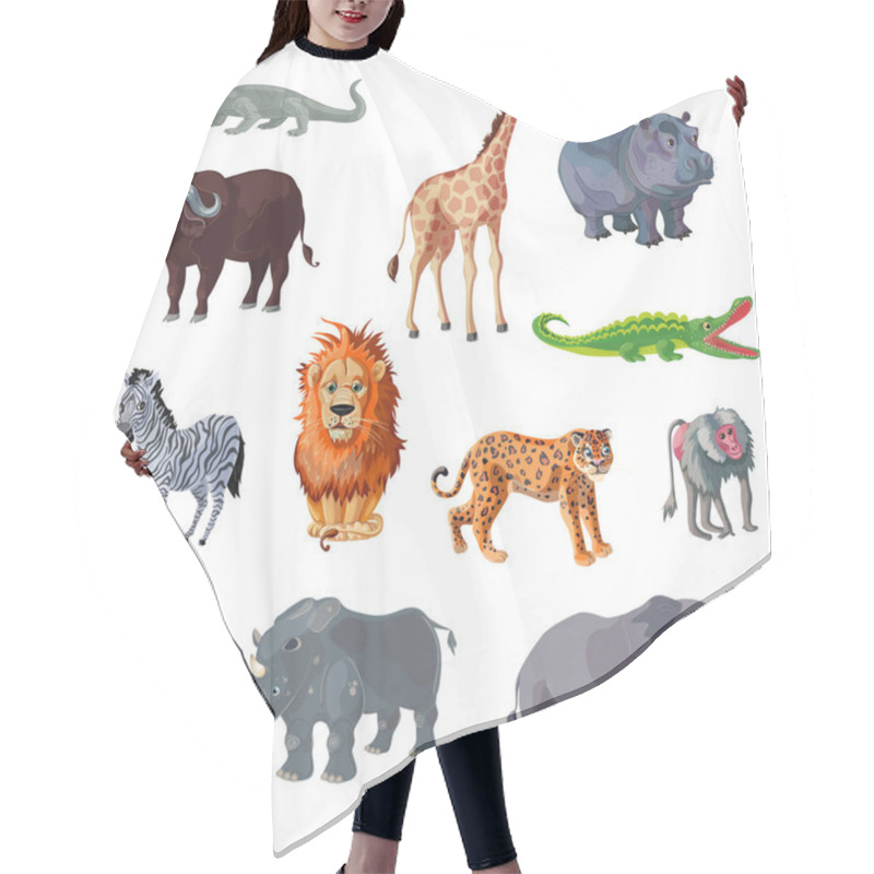 Personality  Cartoon African Animals Set Hair Cutting Cape