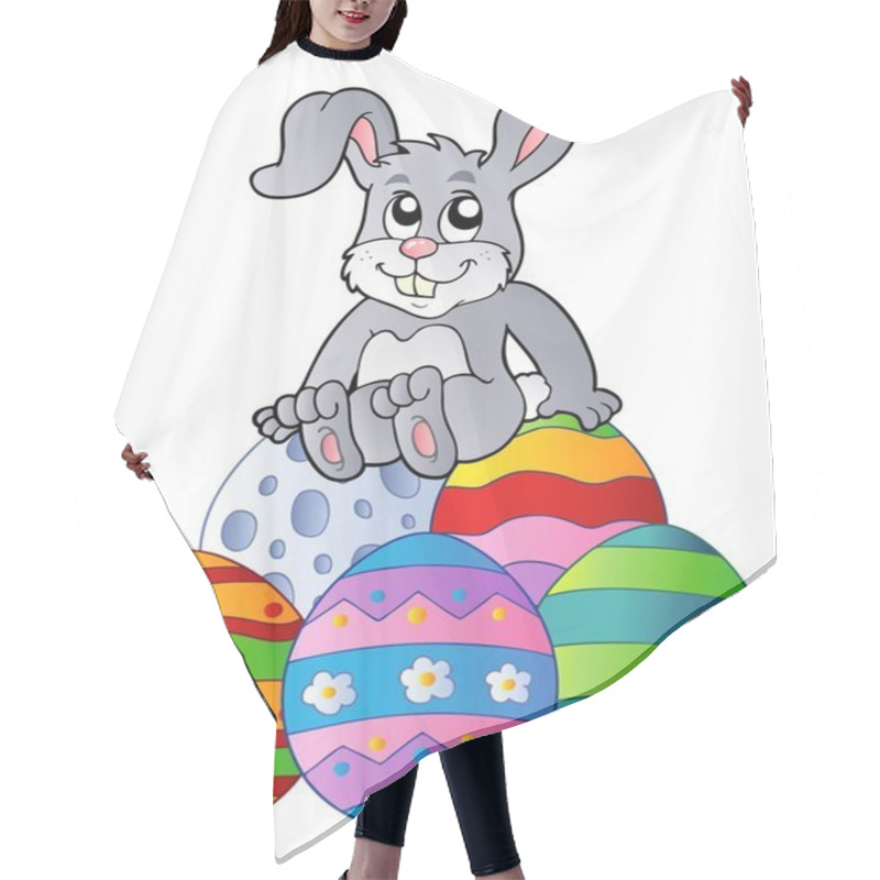 Personality  Bunny On Pile Of Easter Eggs Hair Cutting Cape