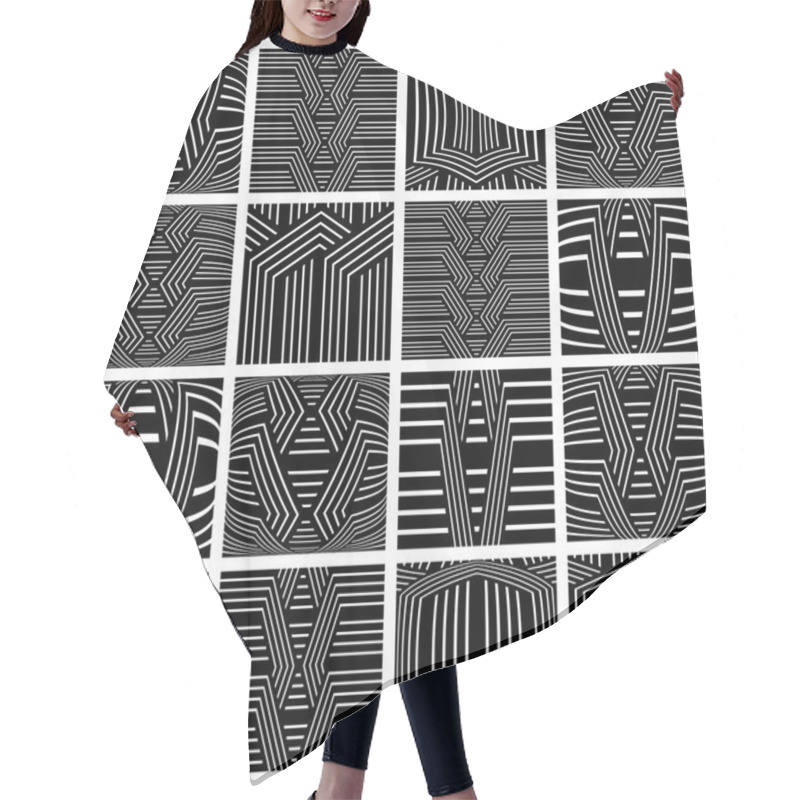 Personality  Striped Patterns Set. Design Elements.  Hair Cutting Cape