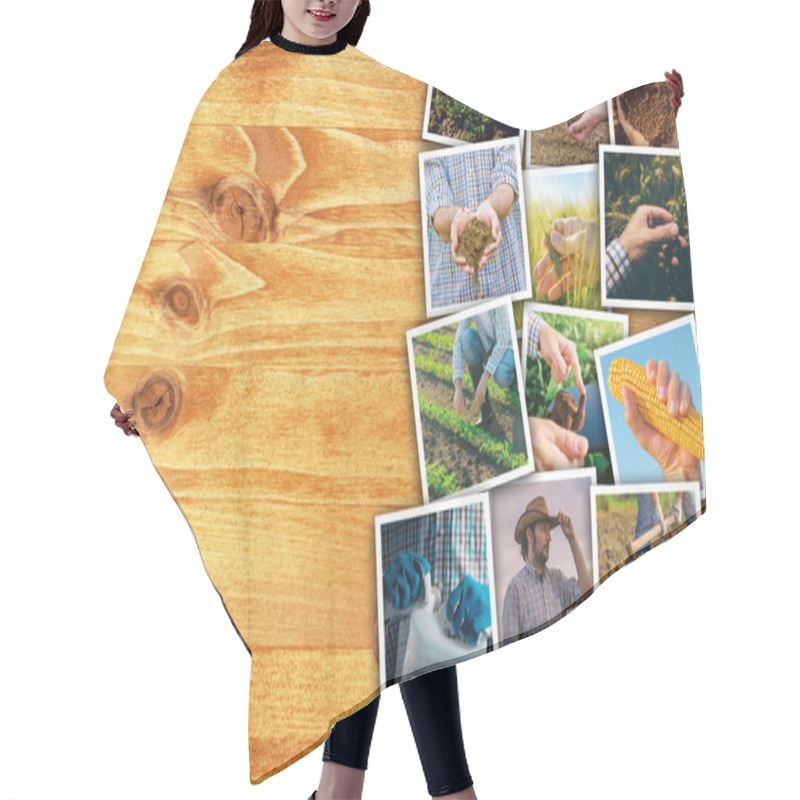 Personality  Man In Farming And Agriculture, Photo Collage With Copy Space Hair Cutting Cape