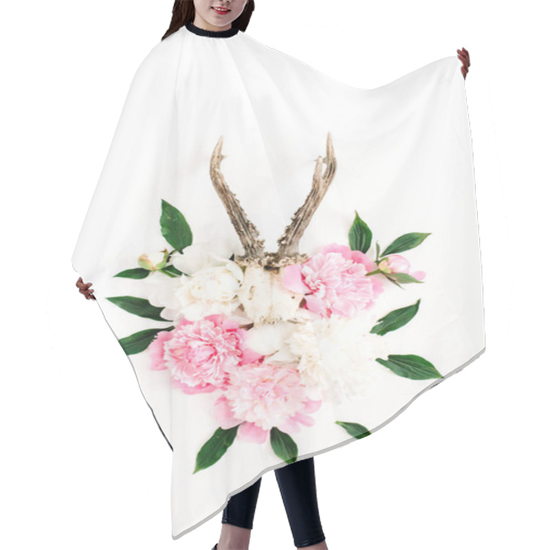 Personality  Beautiful Pink And White Peony Flowers Bouquet Hair Cutting Cape