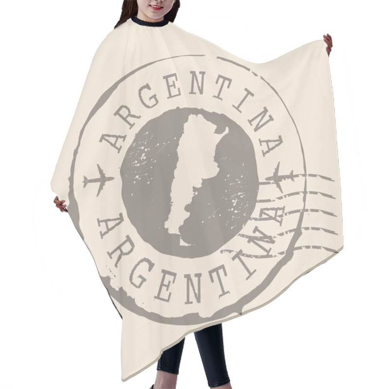 Personality  Stamp Postal Of Argentina. Map Silhouette Rubber Seal.  Design Retro Travel. Seal Of Map Argentine Republic Grunge  For Your Design.  EPS10 Hair Cutting Cape