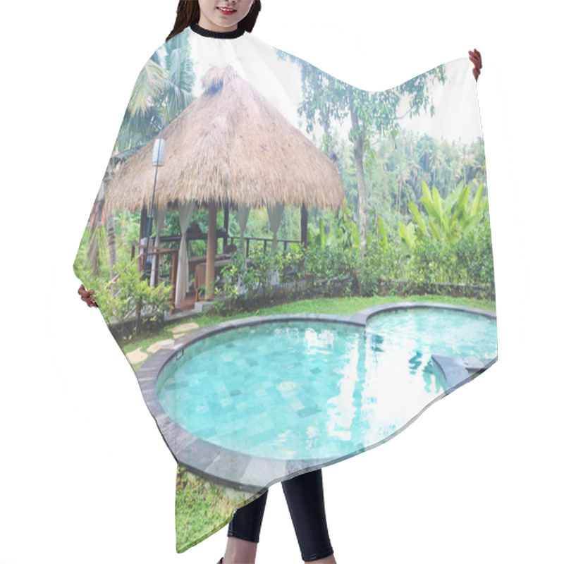 Personality  Beautiful Swimming Pool On A Tropical Island Hair Cutting Cape