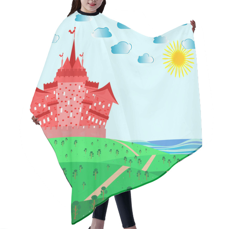 Personality  Fairytale Landscape With Red Magic Castle Hair Cutting Cape