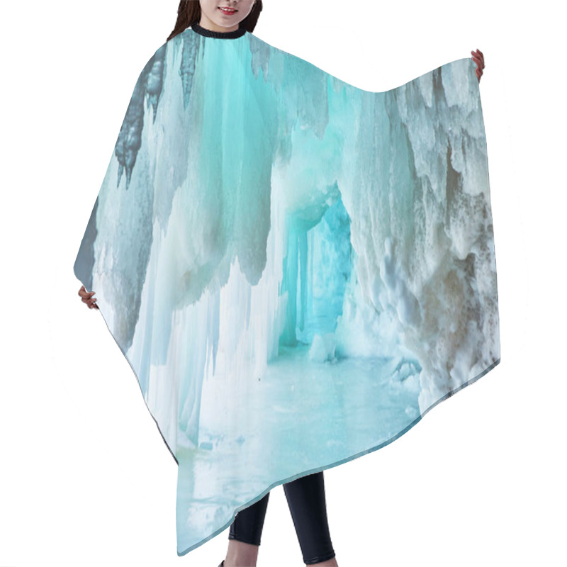 Personality  Narrow Blue Cave Of Ice In Winter Hair Cutting Cape