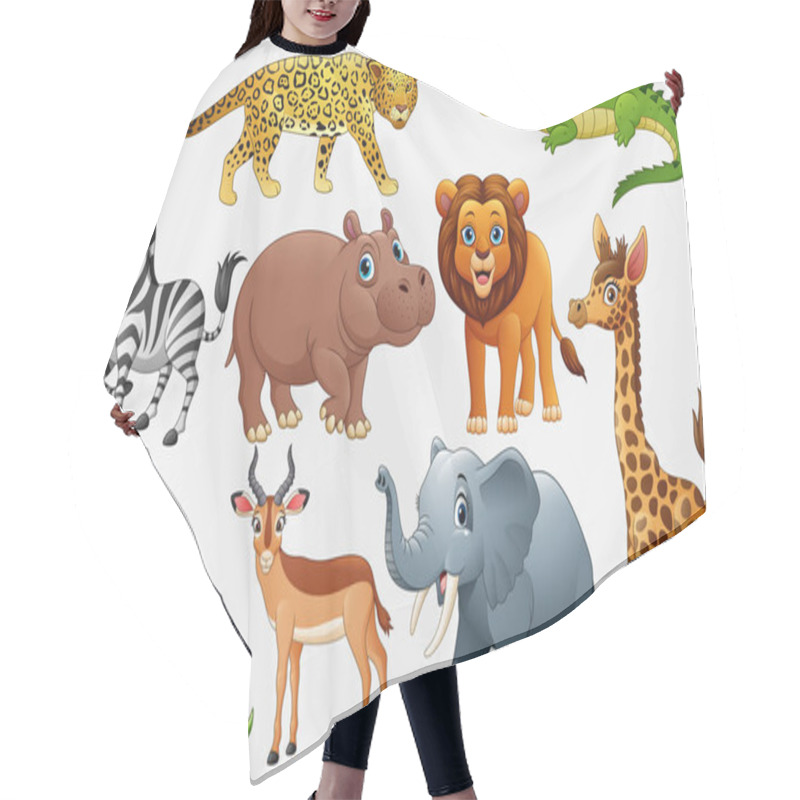 Personality  Cartoon Wild Animals On White Background Hair Cutting Cape